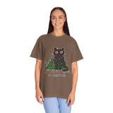 It Wasn't Me Black Cat Christmas Shirt, Funny Holiday T-Shirt, Mischievous Kitty Lights Tee, Gift for Cat Mom, Cat Dad, Christmas Party Top