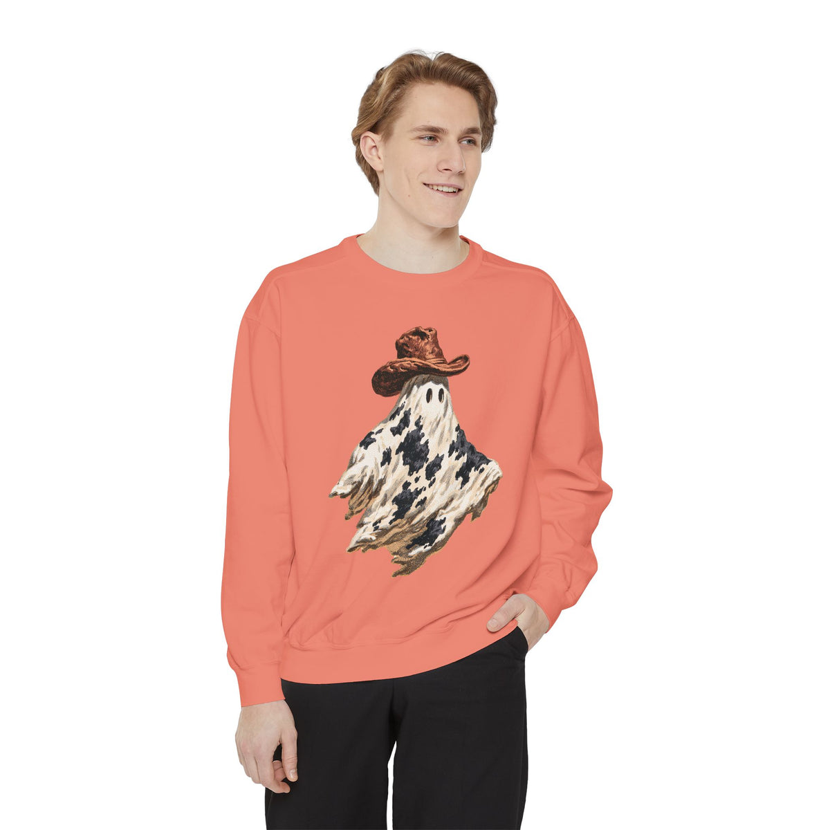 Western Ghost Halloween Sweatshirt, Cowboy Hat Spooky Pullover, Cute Vintage Fall Gift for Cowgirl, Country October Outfit for Women
