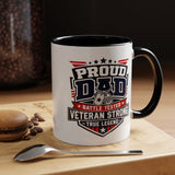 Proud Veteran Dad Coffee Mug, Battle Tested Veteran Strong Cup, Patriotic Military Gift for Father, Retired Soldier or True Legend