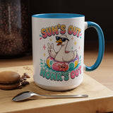 Funny Goose Summer Coffee Mug, Sun's Out Honk's Out Mug, Cute Goose Pool Float Cup, Beach Vacation Gift, Summer Lover Mug
