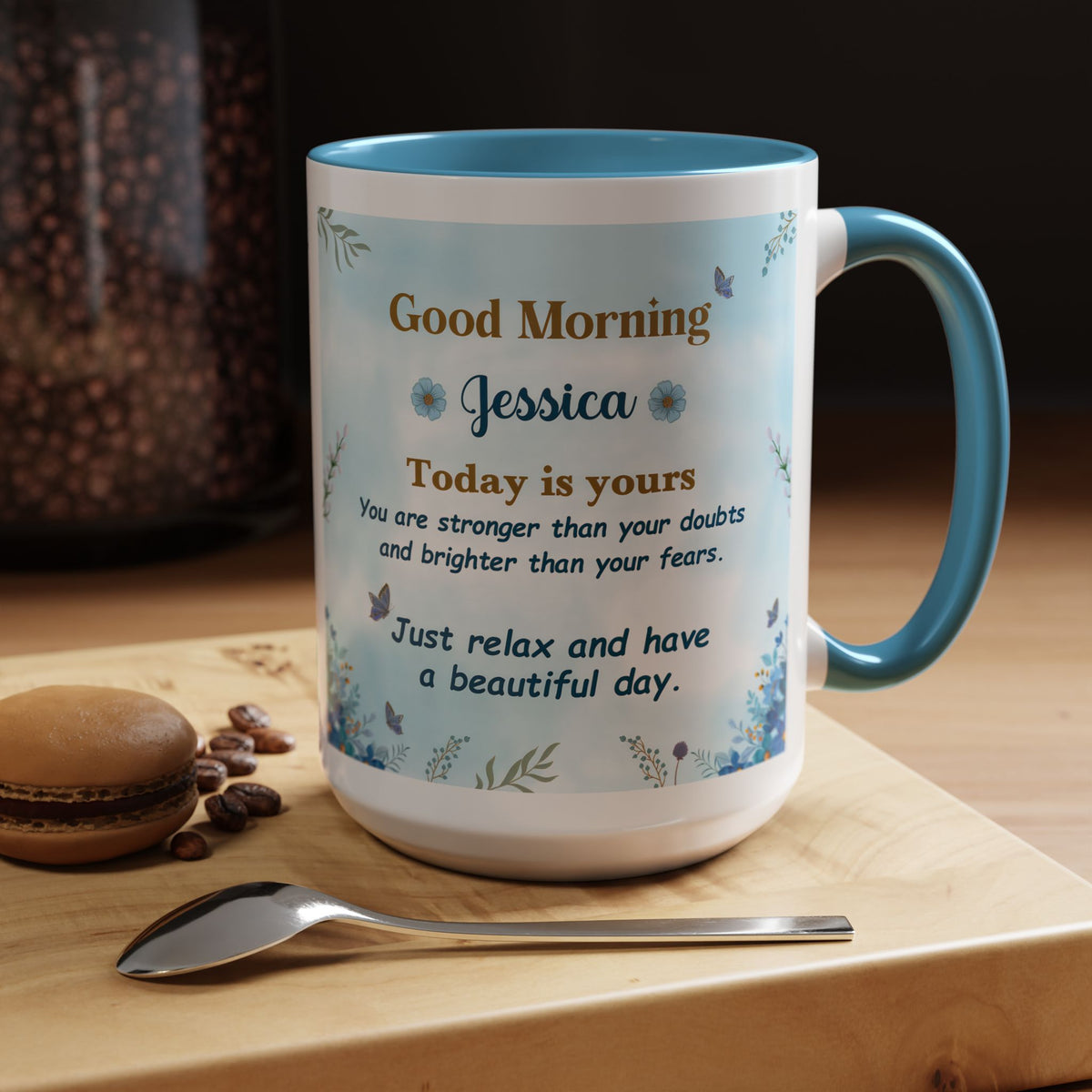 Personalized Good Morning Mug, Custom Name Coffee Mug, Inspirational Morning Cup, Positive Quote Mug, Encouragement Gift for Her