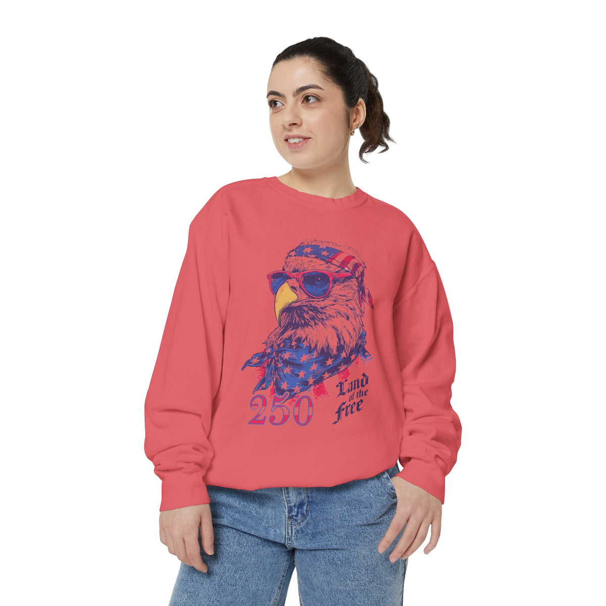 Patriotic Eagle 250 Years Sweatshirt, Land of the Free Crewneck for Women, Vintage America Graphic Sweatshirt, Fourth of July Gift