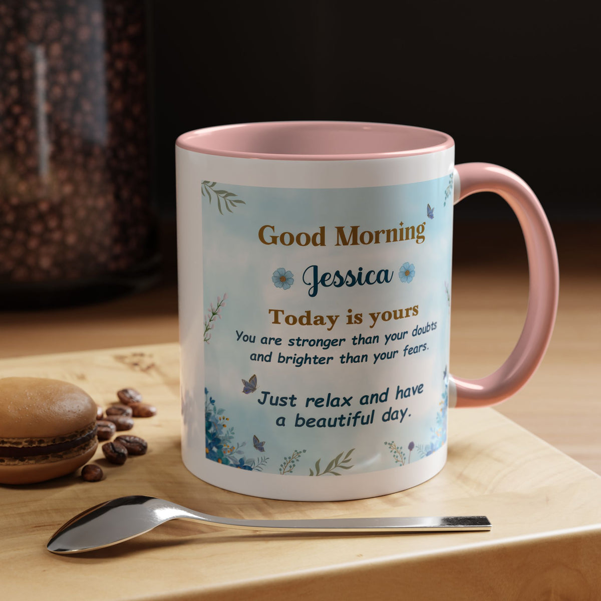 Personalized Good Morning Mug, Custom Name Coffee Mug, Inspirational Morning Cup, Positive Quote Mug, Encouragement Gift for Her