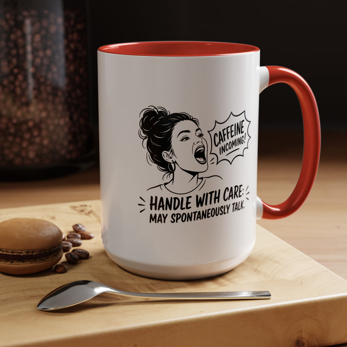 Funny Coffee Lover Mug, Caffeine Incoming Coffee Cup, Handle With Care Mug, Funny Coworker Gift, Office Humor Mug for Women