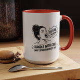 Funny Coffee Lover Mug, Caffeine Incoming Coffee Cup, Handle With Care Mug, Funny Coworker Gift, Office Humor Mug for Women