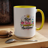 Rise and Slay Motivational Mug, Positive Quote Coffee Cup, Inspirational Gift for Her, Coworker Encouragement, Morning Routine Drinkware
