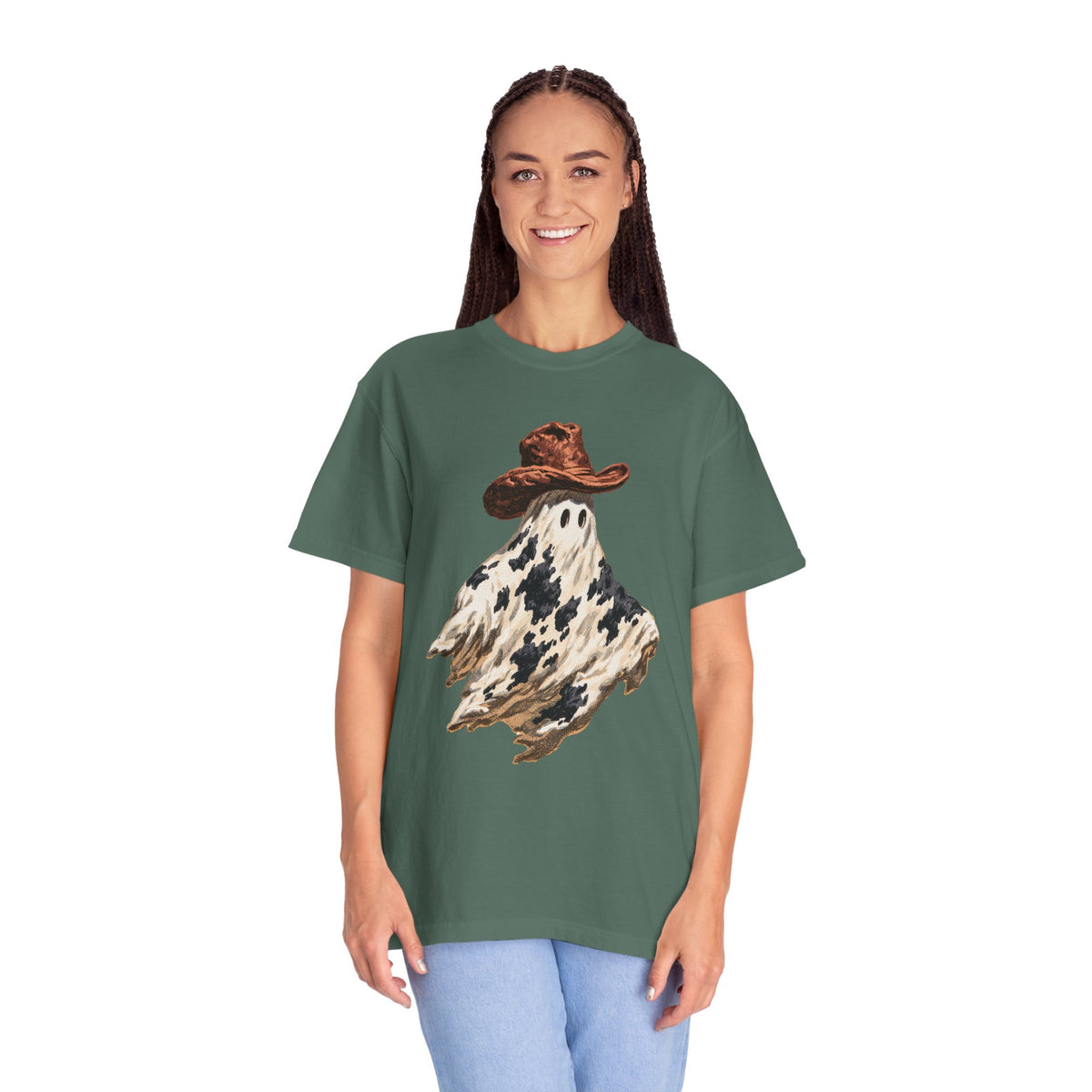 Western Ghost Halloween Shirt, Cowboy Hat Spooky Graphic Tee, Cute Vintage Fall Gift for Cowgirl, Country October Outfit for Women