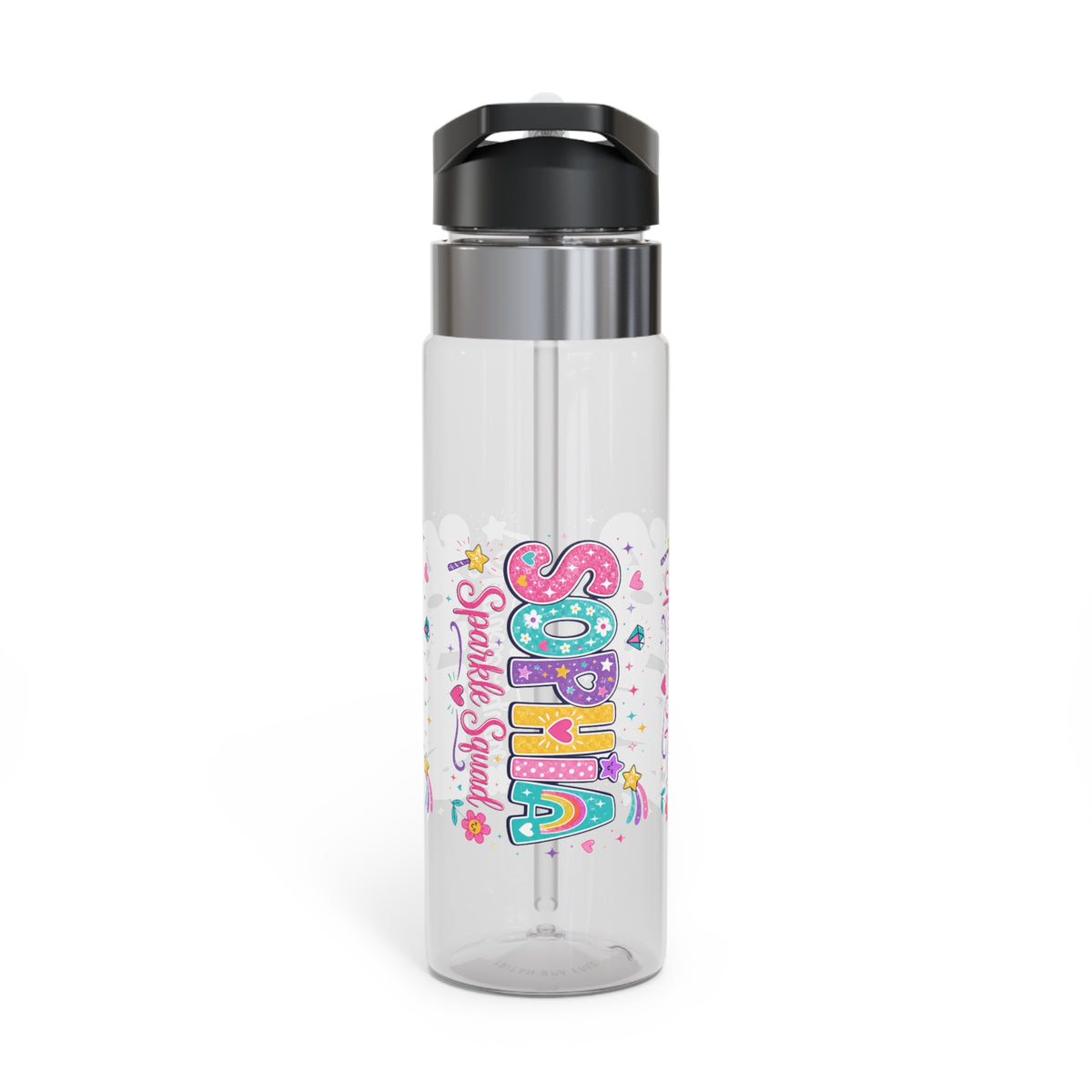 Personalized Girls Water Bottle, Custom Name Kids Gift, Cute Girl Birthday Present, Sparkle Water Bottle for Young Girls