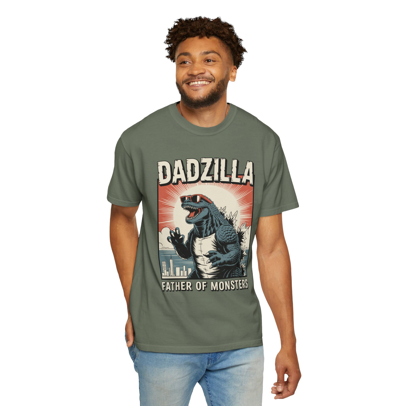 Funny Dadzilla Comfort Colors Shirt, Father of Monsters Graphic Tee, Cool Dinosaur Dad Shirt, Father's Day Gift for Dad, Retro Kaiju Tee