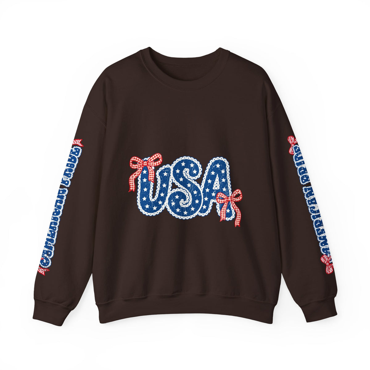 USA Patriotic Sweatshirt, American Flag Ribbon Pullover, Vintage Stars and Stripes Top, Fourth of July Outfit, Americana Gift for Women