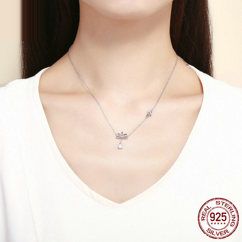 Silver Lotus Delicate Necklace