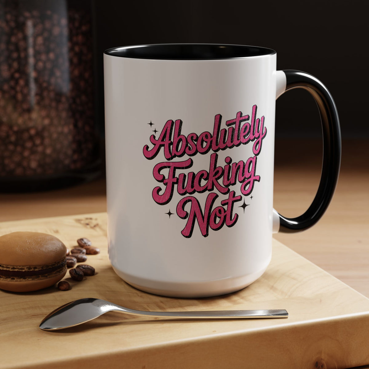 Absolutely Not Coffee Mug, Funny Sarcastic Pink Retro Lettering, Sassy Birthday Gift for a Best Friend or Office Work Bestie