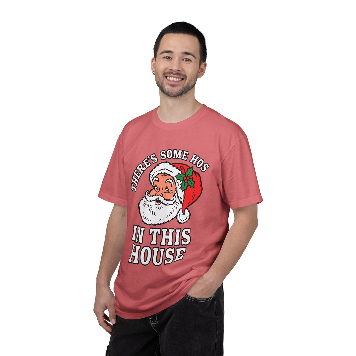 There's Some Ho's in This House Shirt, Funny Santa Christmas T-Shirt, Adult Holiday Party Tee, Naughty Xmas Gift for Friends or Family