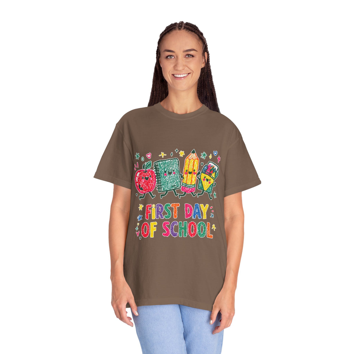 First Day of School T-Shirt, Colorful School Supplies Graphic Tee, Cute Teacher Outfit, Student Back to Class Gift, Classroom Shirt