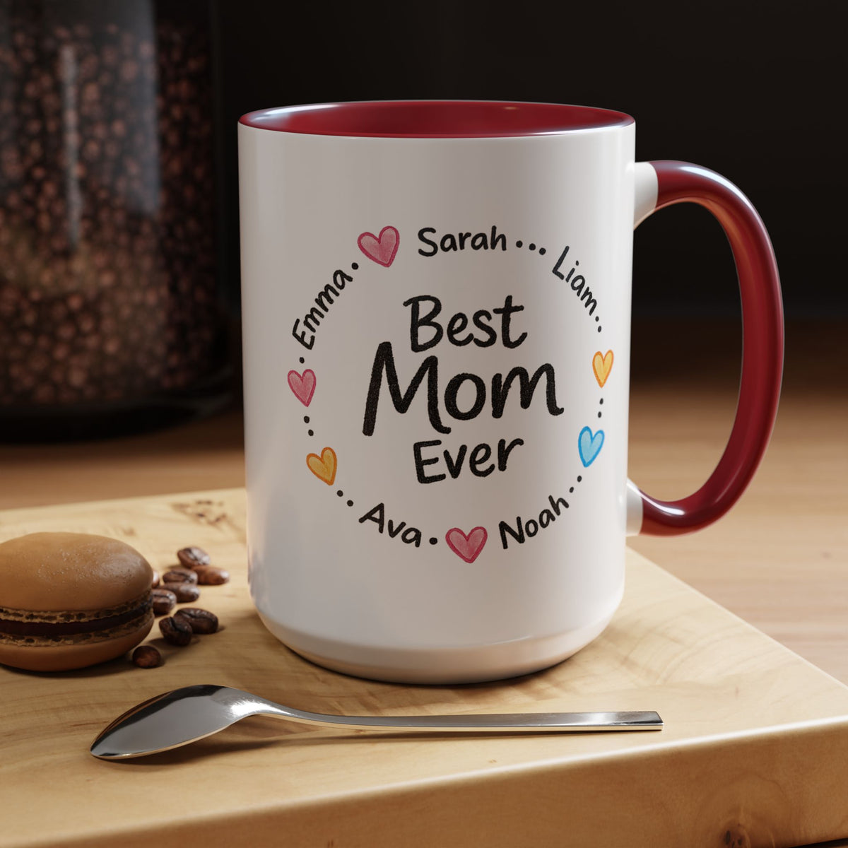 Personalized Best Mom Ever Mug, Custom Kids Names Coffee Mug, Mother's Day Gift for Mom, Grandma Gift, Family Keepsake Cup