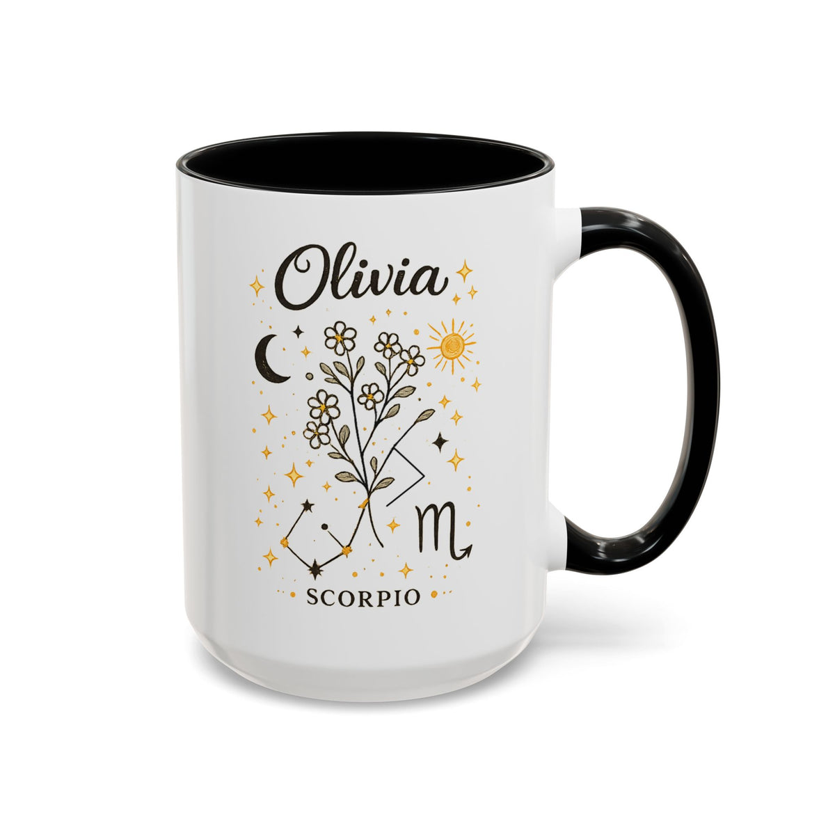 Personalized Scorpio Zodiac Mug, Custom Name Astrology Coffee Mug, Scorpio Birth Sign Gift for Her, Celestial Horoscope Cup