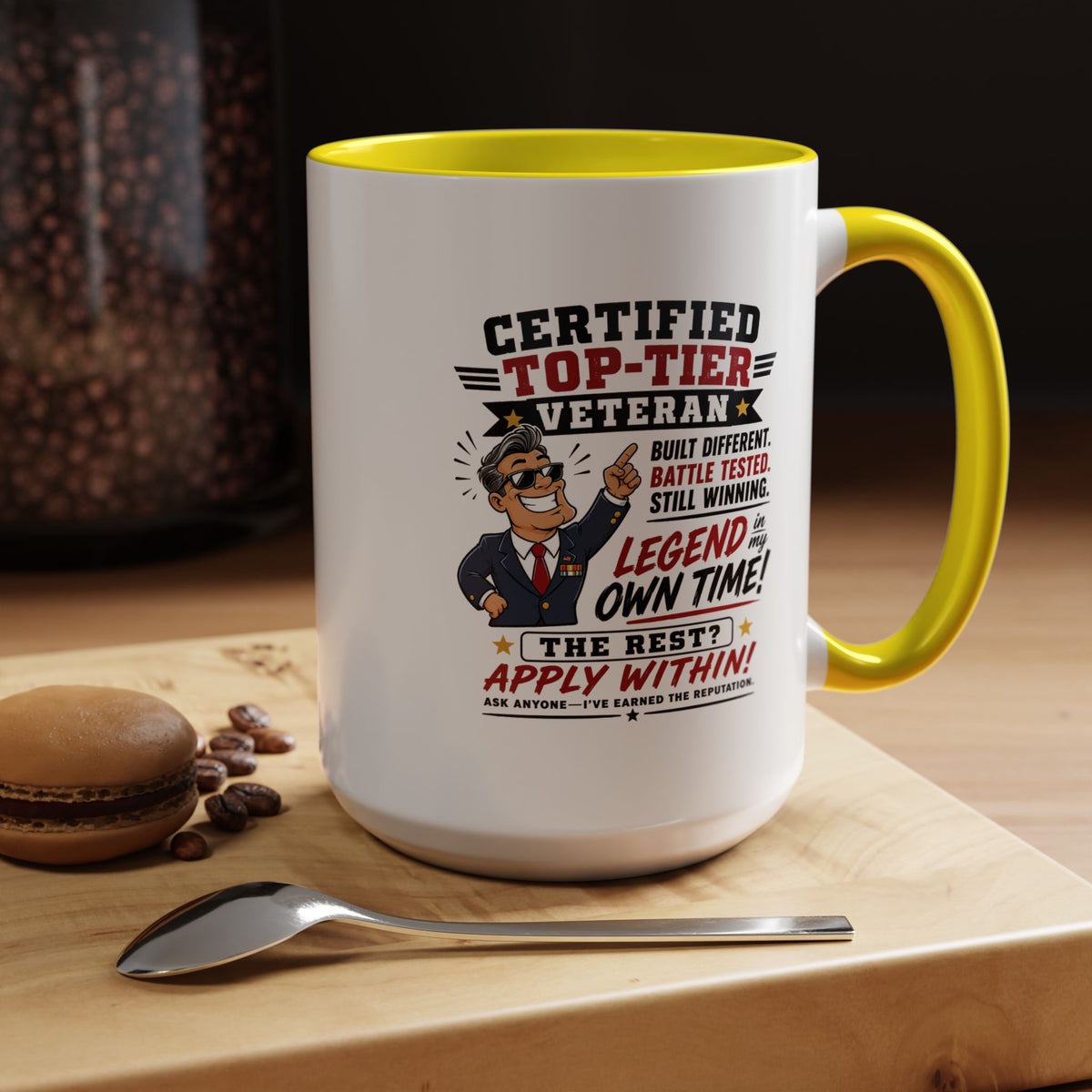 Funny Veteran Coffee Mug, Certified Top Tier Veteran Cup, Military Retirement Gift for Him, Veterans Day Birthday Present, Veteran Humor