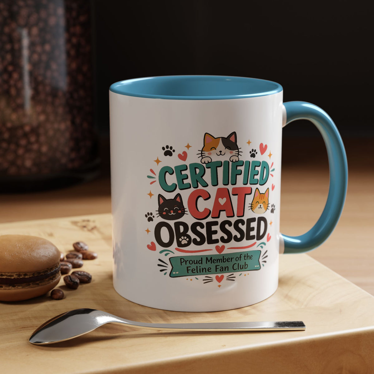 Cat Lover Coffee Mug, Certified Cat Obsessed Mug, Funny Cat Mom Gift, Cute Feline Fan Club Cup, Cat Owner Present for Pet Lovers