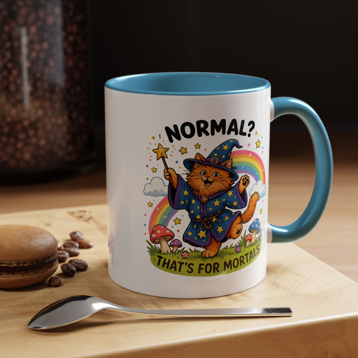 Funny Wizard Cat Mug, Normal That's For Mortals Coffee Mug, Magical Cat Lover Gift, Fantasy Wizard Kitty Mug for Book Lovers