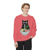 Ramen Cat Comfort Colors Sweatshirt, Funny Cat Eating Noodles Shirt, Cat Lover Graphic Crewneck, Foodie Gift Idea