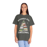 Booked for Christmas Shirt, Book Lover Holiday T-Shirt, Christmas Tree Books Tee, Cozy Reading Gift for Librarian, Teacher or Bookworm