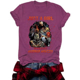 Halloween pattern round neck short sleeved shirt