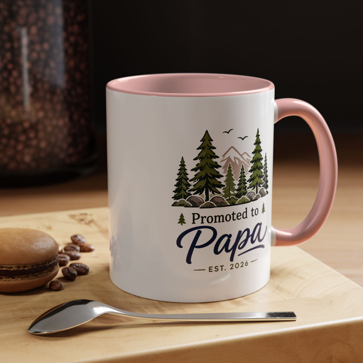 Promoted to Papa Mug, New Grandpa Pregnancy Announcement Gift, Woodland First Time Grandfather Coffee Cup, Baby Reveal Keepsake 2026