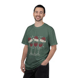 Christmas Wine Glass Shirt, Rhinestone Style Santa Hat T-Shirt, Sparkly Holiday Party Tee, Gift for Wine Lover or Girls Christmas Night