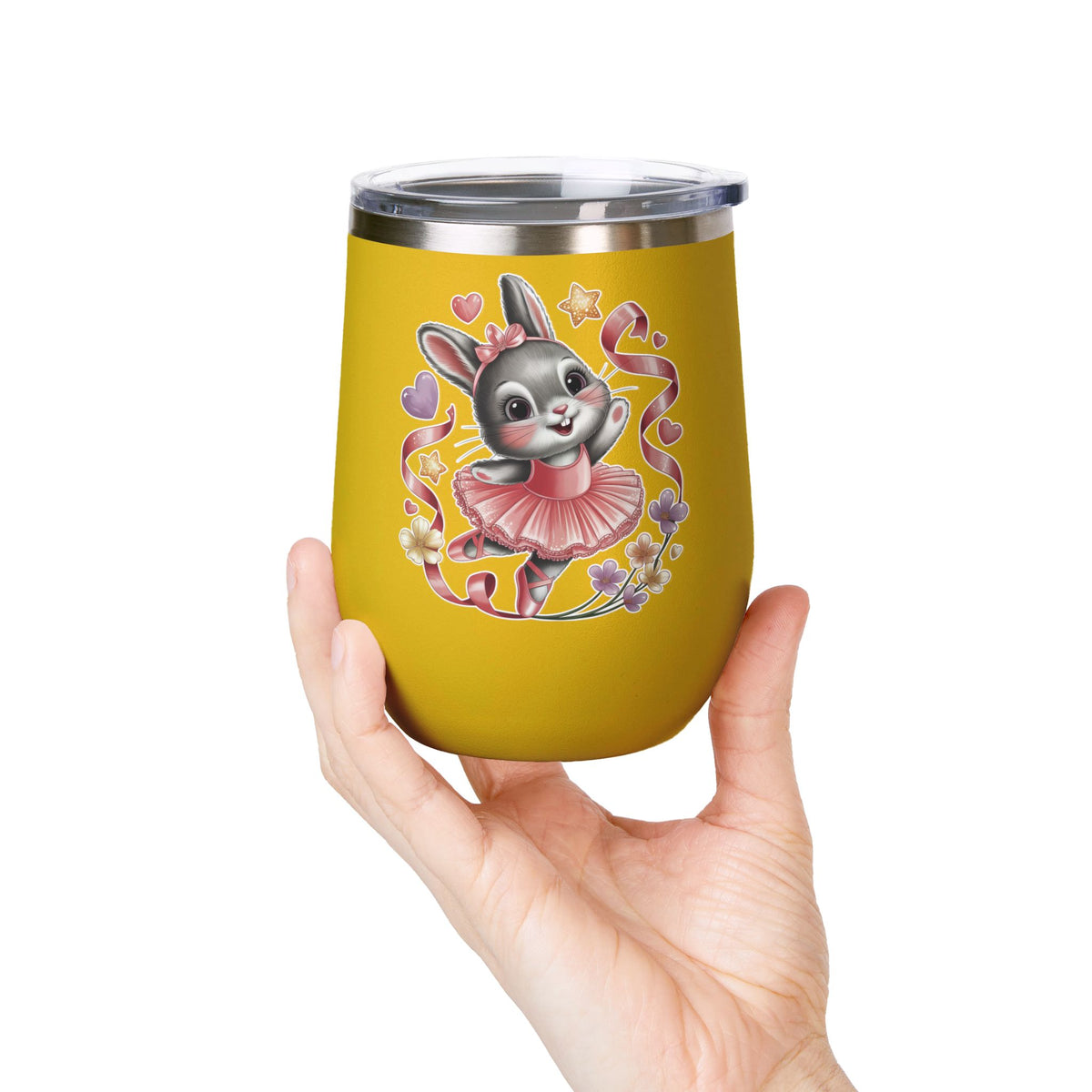 Ballet Bunny Wine Tumbler, Cute Pink Rabbit Cup, Gift for Ballerinas, Dance Students, Bunny Lovers and Ballet Besties