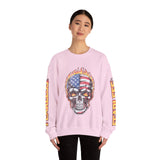 Patriotic Skull Sweatshirt, American Flag Skull Pullover, USA Biker Style Top, Edgy Americana Clothing, Fourth of July Gift