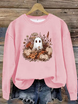 Round neck cartoon ghost print pullover sweatshirt sweatshirt sweatshirt