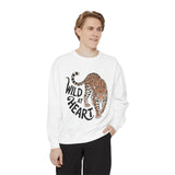 Wild at Heart Leopard Comfort Colors Sweatshirt, Leopard Graphic Crewneck, Animal Lover Sweatshirt, Safari Style Gift