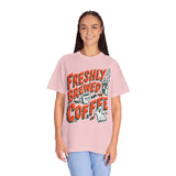 Coffee Lover Halloween Shirt, Freshly Brewed Coffee Ghost T-Shirt, Cute Spooky Season Gift for Barista and Caffeine Fan, Gift for Her
