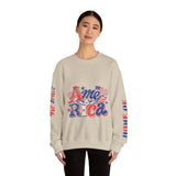 America Graphic Sweatshirt, Vintage USA Pullover, Patriotic American Flag Top, Fourth of July Outfit, Americana Gift for Women