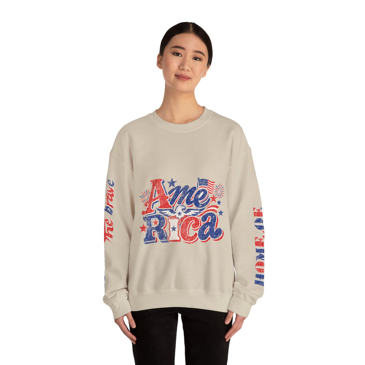 America Graphic Sweatshirt, Vintage USA Pullover, Patriotic American Flag Top, Fourth of July Outfit, Americana Gift for Women