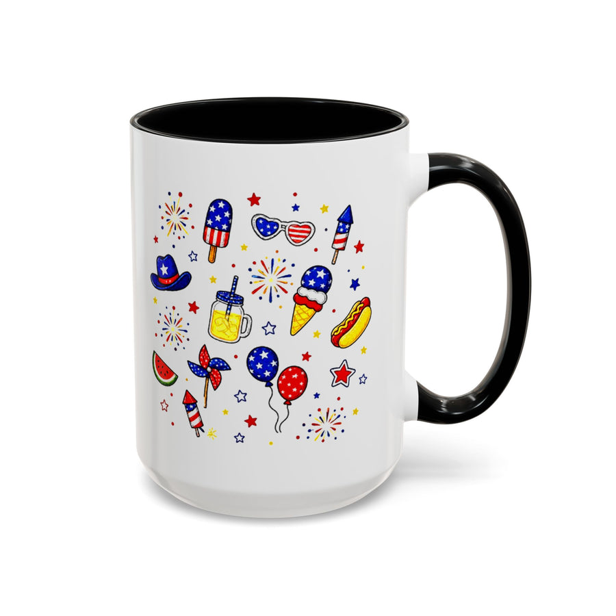 Patriotic Summer Celebration Mug, Fourth of July Coffee Mug, Americana Fireworks Cup, Red White Blue Holiday Gift