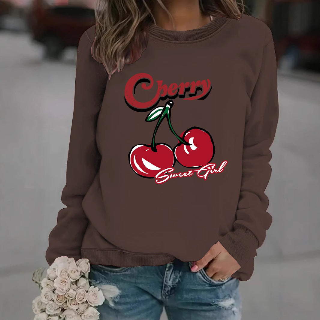 Long sleeved round neck pullover sweatshirt sweatshirt