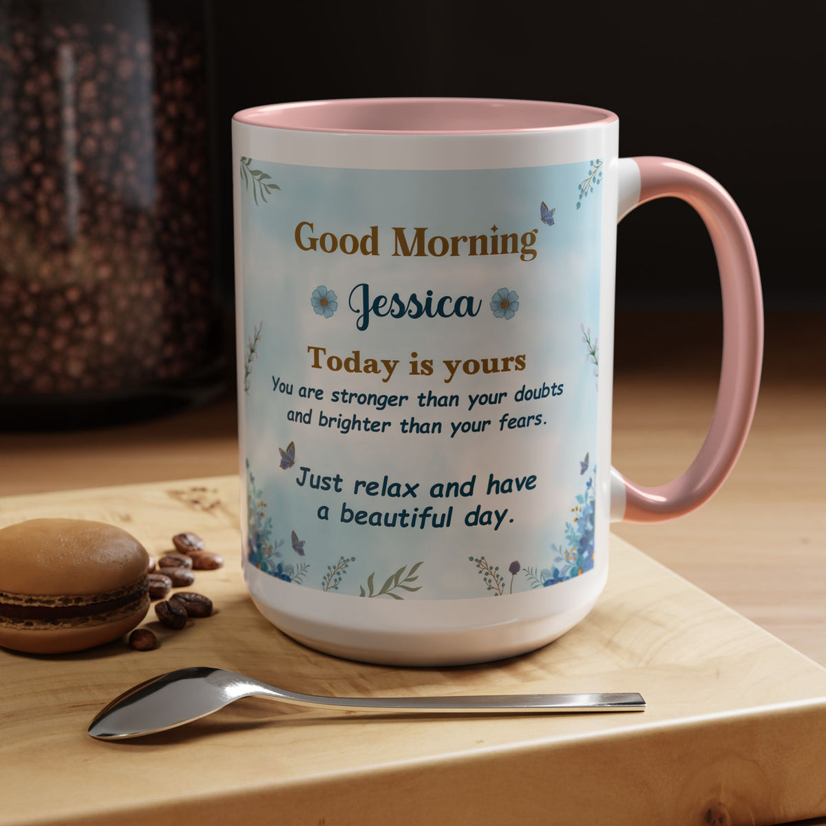 Personalized Good Morning Mug, Custom Name Coffee Mug, Inspirational Morning Cup, Positive Quote Mug, Encouragement Gift for Her
