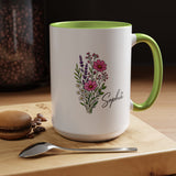 Personalized Floral Name Mug, Custom Wildflower Coffee Cup for Her, Birthday Gift for Women, Botanical Friend or Coworker Keepsake