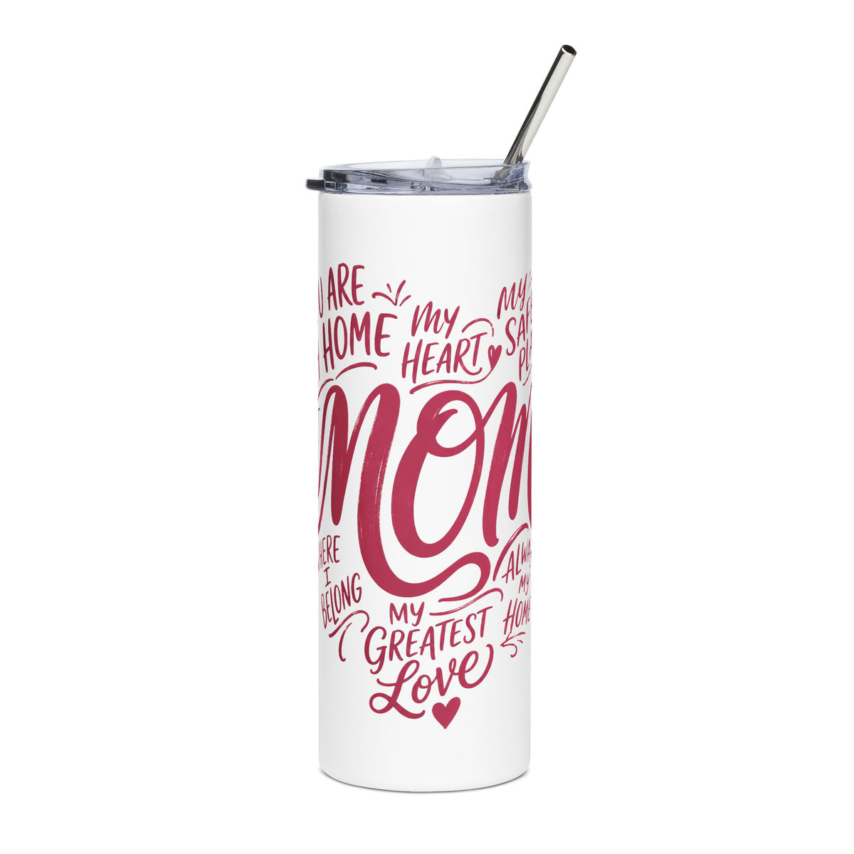 Mom Love Skinny Tumbler, Mothers Day Gift for Mom, Sentimental Mom Coffee Cup, Heartfelt Drinkware, Gift from Daughter or Son