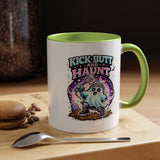 Kick Butt and Haunt Mug, Cute Pastel Ghost Black Accent Coffee Cup, Unique Funny Halloween Gift for Her, Spooky Bestie or Pastel Goth
