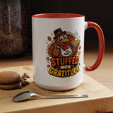Stuffed With Gratitude Mug, Funny Thanksgiving Turkey Coffee Cup, Friendsgiving Hostess Gift, Cute Fall Drinkware for Food Lovers