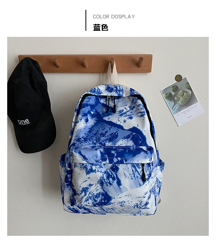 Student Schoolbag Women's Bag New Trendy Fashion Casual Backpack Western Style Simple Oil Painting Bag Travel Small Backpack