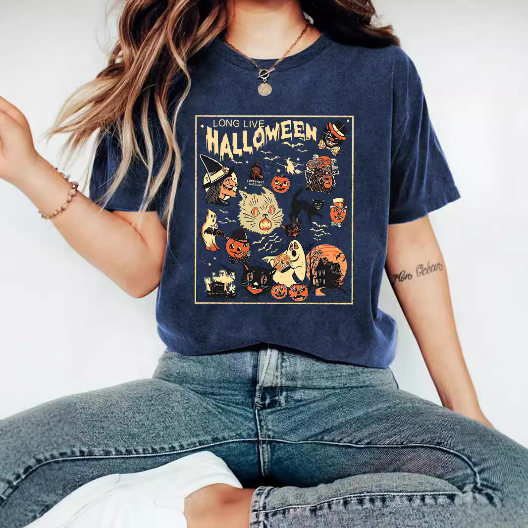 HALLOWEEN Pattern Round Neck Short Sleeve