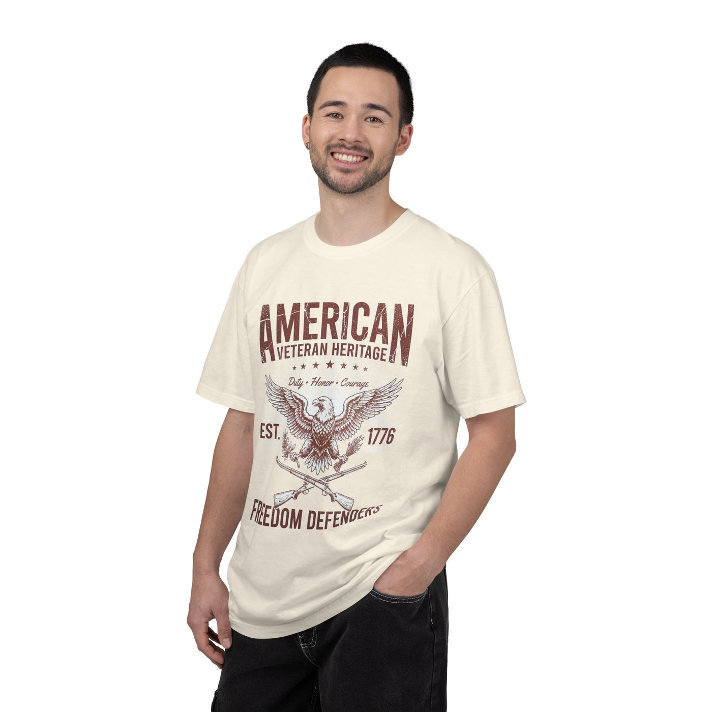American Veteran Heritage Shirt, Freedom Defenders T-Shirt, Patriotic Eagle Gift, Veterans Day or Military Retirement Tee for Proud Veteran