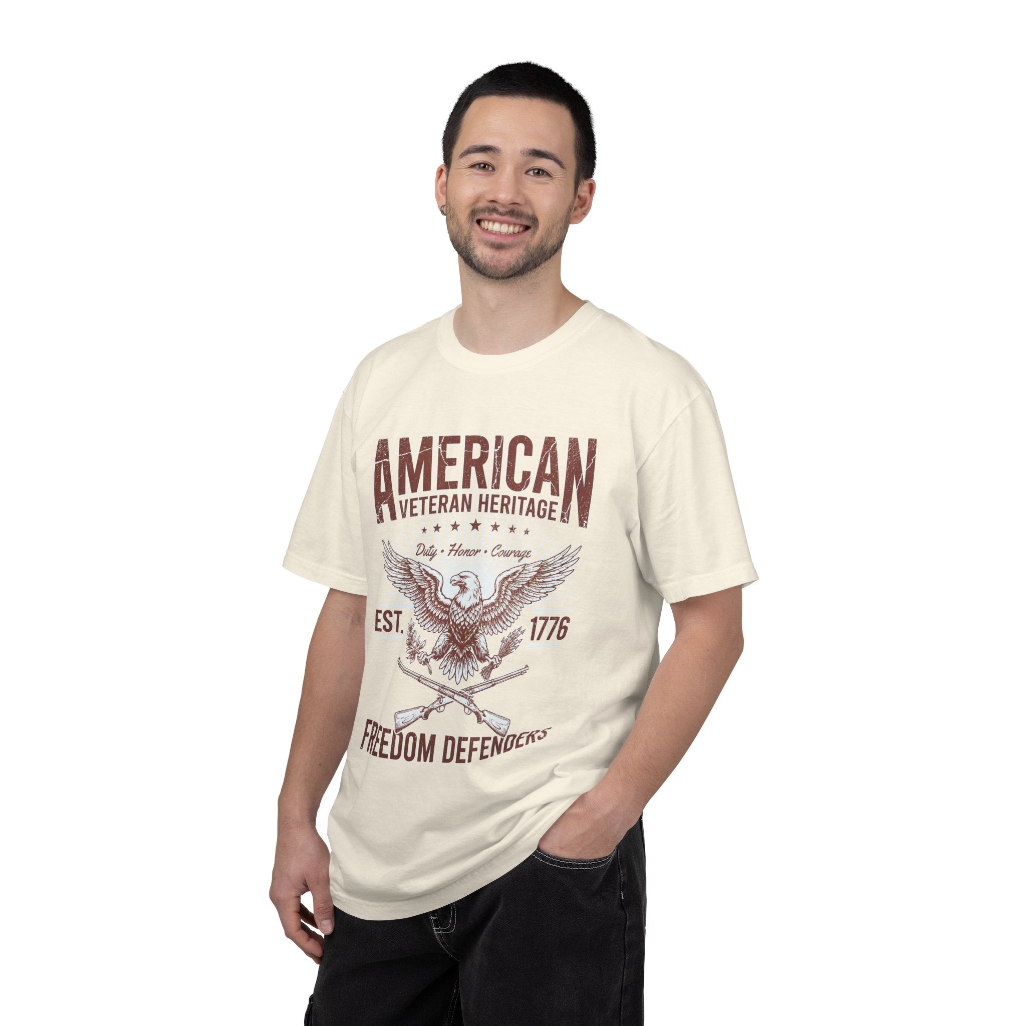 American Veteran Heritage Shirt, Freedom Defenders T-Shirt, Patriotic Eagle Gift, Veterans Day or Military Retirement Tee for Proud Veteran