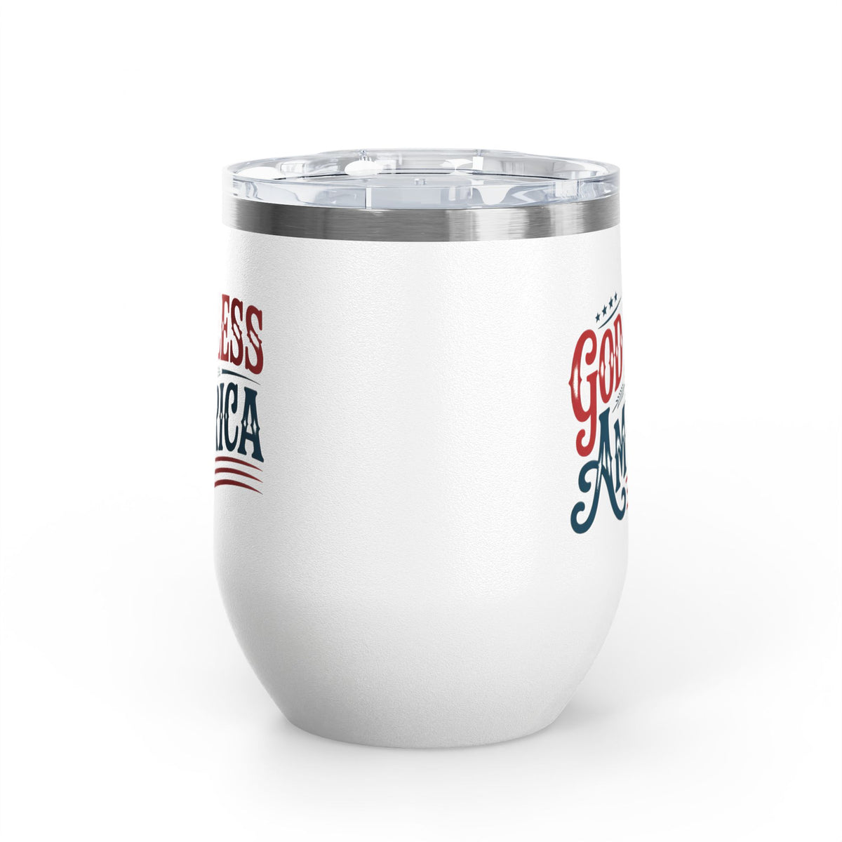 God Bless America Wine Tumbler, Patriotic Drinkware for Women, USA Wine Cup, Fourth of July Gift, American Pride Gift, Red White Blue Cup