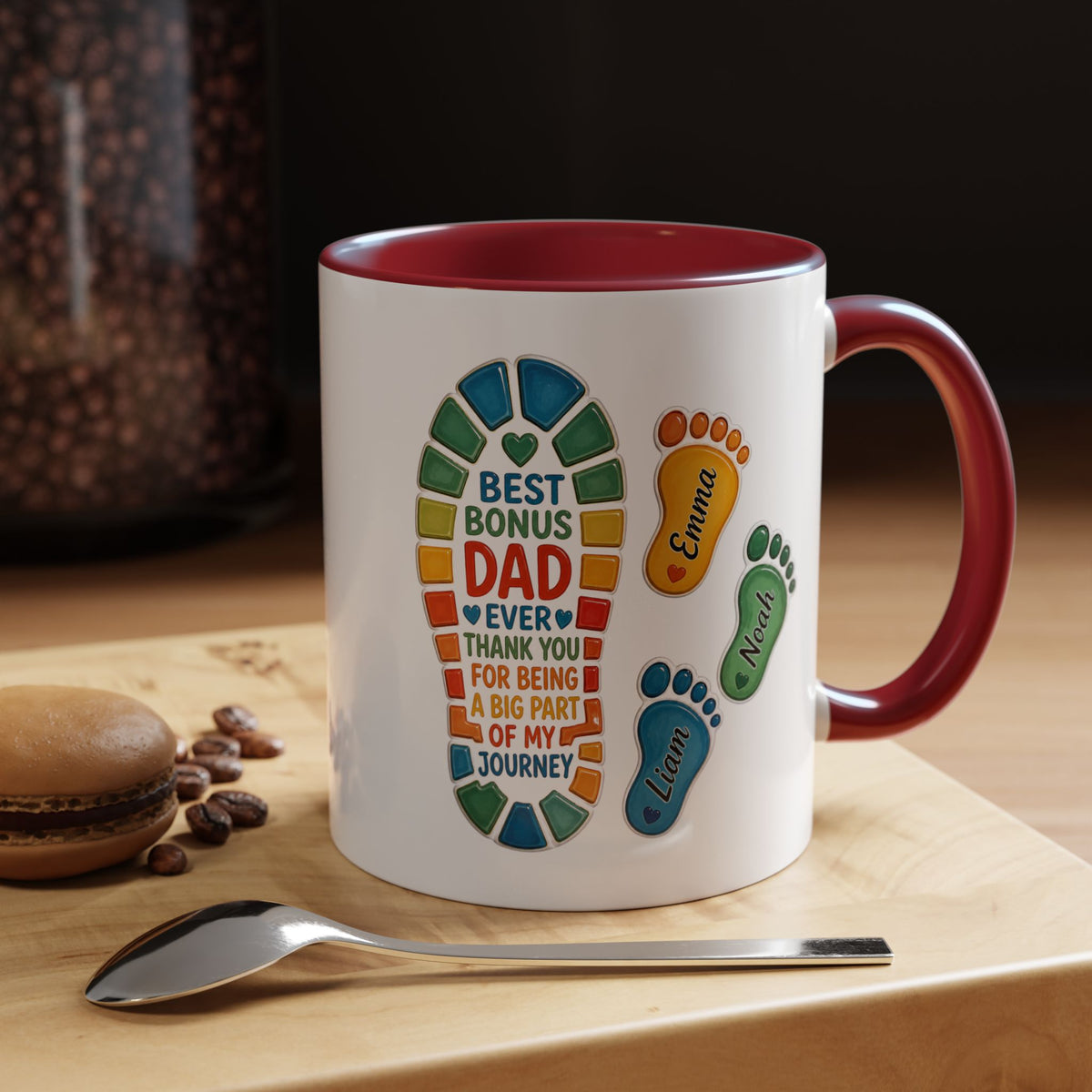 Personalized Bonus Dad Mug, Custom Stepdad Coffee Mug with Kids Names, Father's Day Gift for Bonus Father, Family Appreciation Cup