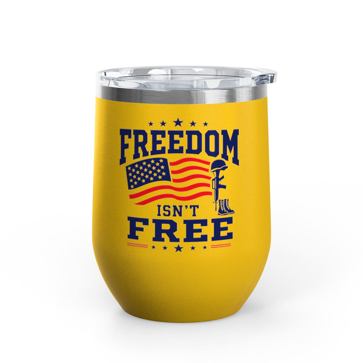 Patriotic Wine Tumbler, Freedom Isn't Free Military Gift, Veteran Gift for Him, American Pride Drinkware, Memorial Day Gif