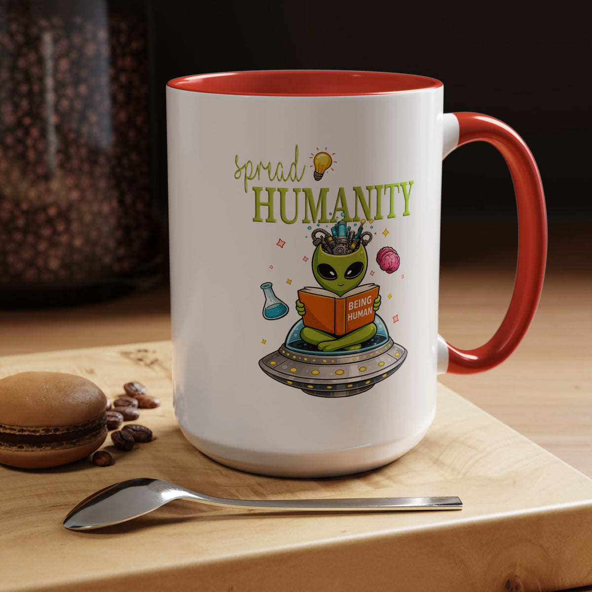 Funny Alien Mug, Being Human Is Weird Coffee Mug, Nerdy Sci-Fi Humor Cup, Alien Lover Gift